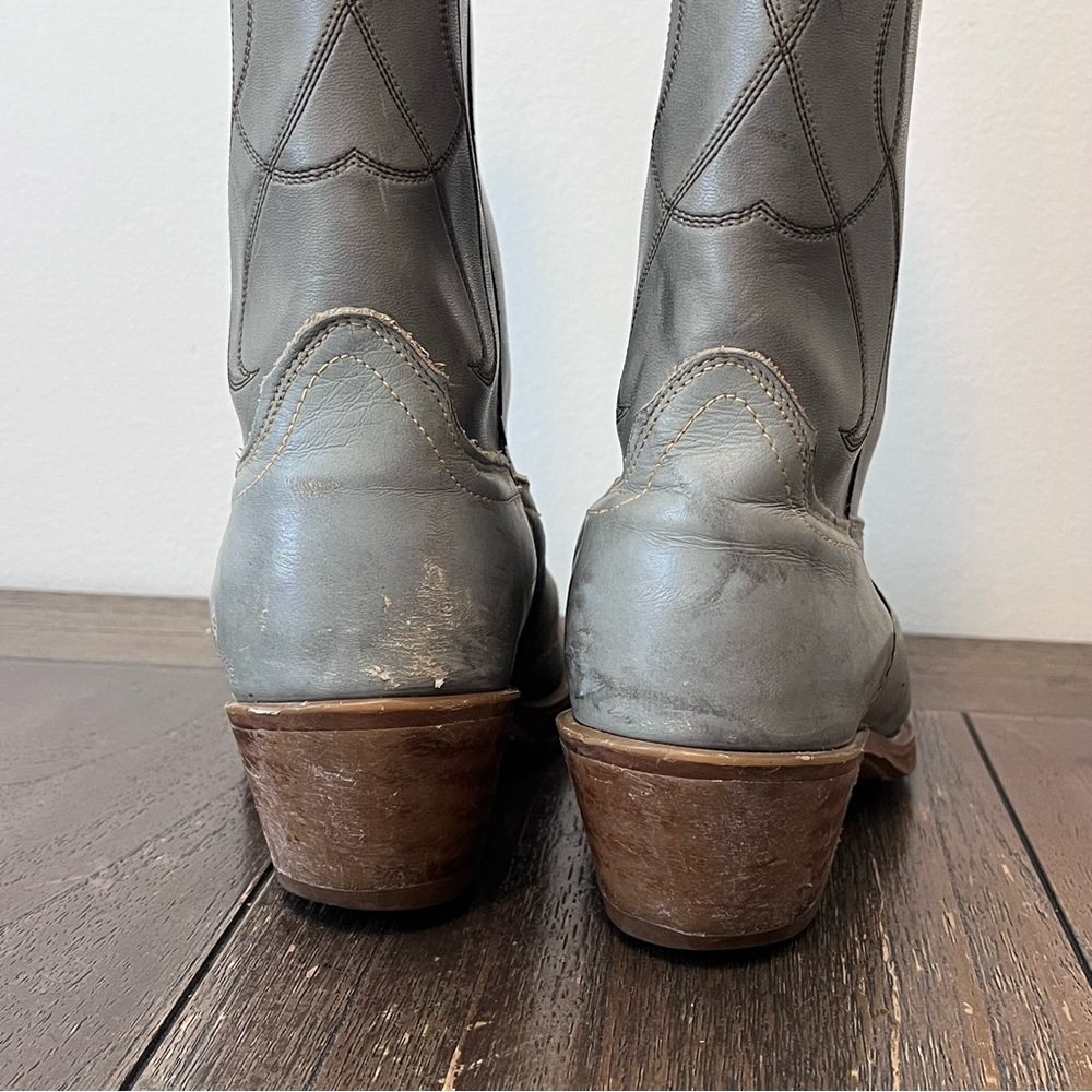 Vintage Acme Grey Leather Western Cowboy Boots Mens 9.5 D - Picture 8 of 12